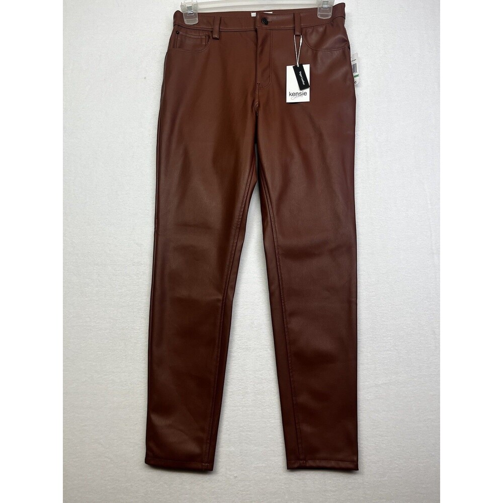 NWT Faux Leather Straight Leg Pants Kensie Jeans sz 8/29 Mid Rise